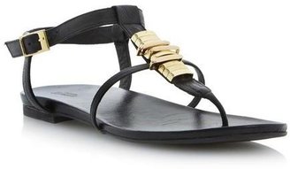 Jax DUNE LADIES BLACK Metal Detail T-Bar Flat Sandal