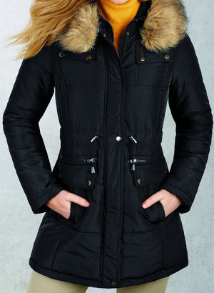 Ro R&O Ladies Quilted Anorak with Detachable Faux Fur Trim Hood - Online Exclusive