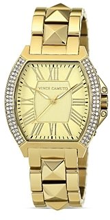Vince Camuto Gold Tone Glitz Pyramid Bracelet Watch, 35mm