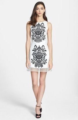 Milly Embroidered Silk Shift Dress