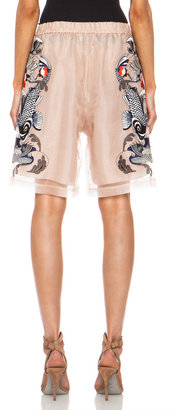 3.1 Phillip Lim Tattoo Embroidered Poly Shorts in Nude