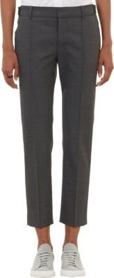 Vince Leather-Tab Cropped Wool Trousers