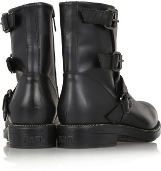 Karl Lagerfeld Paris Buckled leather ankle boots
