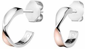 Calvin Klein - Silver And Rose Gold 'Supple' Hoop Earrings