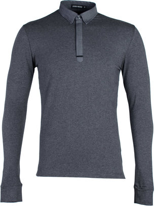 Antony Morato Long Sleeved Grey Melange Jersey Polo Shirt
