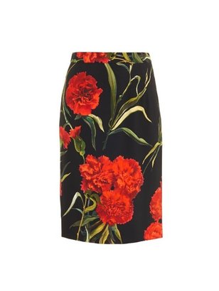 Dolce & Gabbana Carnation-print pencil skirt