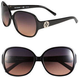 Tory Burch 59mm 'Disco Logo' Rounded Sunglasses
