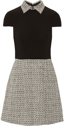 Alice + Olivia Charlotte tweed and cotton-blend dress