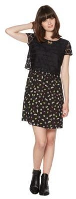 House of Holland Black 2 in 1 peony print dress