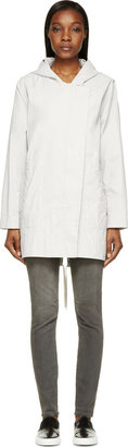 Helmut Lang Dove Grey Hooded Trench Coat