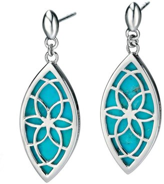 Fiorelli Sterling Silver Marquise Cut-Out Geometric Earrings with Turquoise Inlay