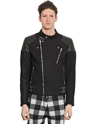 McQ Quilted Leather & Wool Biker Jacket
