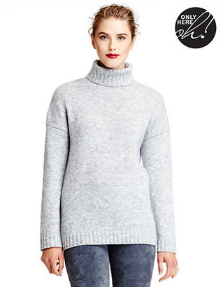424 FIFTH Marled Drop Shoulder Turtleneck Sweater