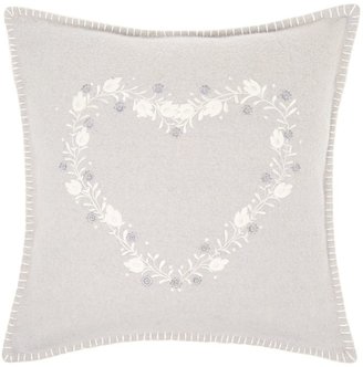 Linea Heart embroidered felt cushion, grey