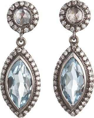 Marquis Zoe Diamond & Aquamarine Earrings