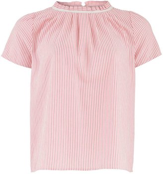 People Tree Ava blouse in coral stripe