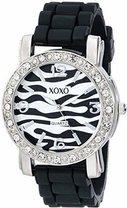 XOXO Women's XO8058 Rhinestones Accent Black Silicone Strap Watch