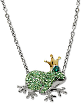 Kaleidoscope Green Swarovski Crystal Element Frog Pendant Necklace in Sterling Silver (1/2 ct. t.w.)