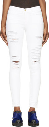 Frame Denim 31529 Frame Denim White Distressed Le Skinny de Jeanne Jeans