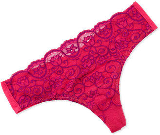 Commando Double Take Cross-Dyed Lace Thong, Berry Crush