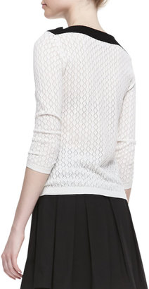 RED Valentino Knit Contrast 3/4-Sleeve Blouse