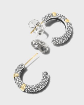 Lagos Silver & 18k Gold Caviar Hoop Earrings, 19mm