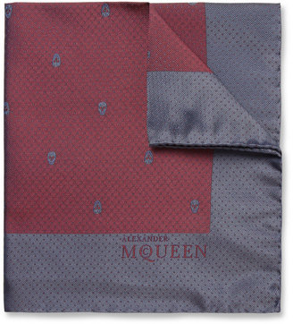 Alexander McQueen Skull-Patterned Silk Pocket Square