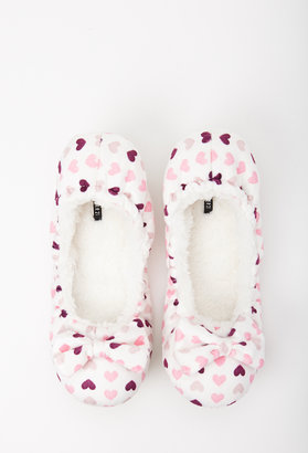 Forever 21 Faux Fur-Lined Heart Print Slippers
