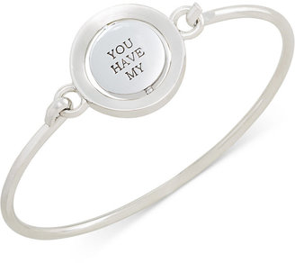 Carolee Silver-Tone Word Play You Have My Heart Spinning Charm Bangle Bracelet
