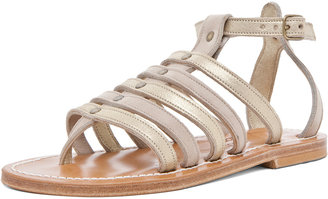K. Jacques Agopos Suede Interbi Gladiator Sandals in Nude & Gold