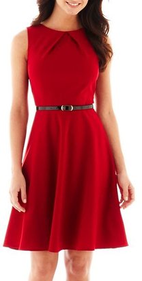 JCPenney Alyx Sleeveless Belted Fit-and-Flare Dress