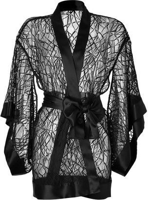 Kiki de Montparnasse Black Chantilly Lace Belted Kimono