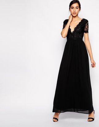 Club L Maxi Dress with Scallop Lace Plunge