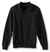 Lands' End Men's New Classic Fit Supima Cotton Polo Sweater-Light Sea Blue Multi Stripe