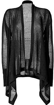 DKNY Silk-Cashmere Open Knit Drape Front Cardigan