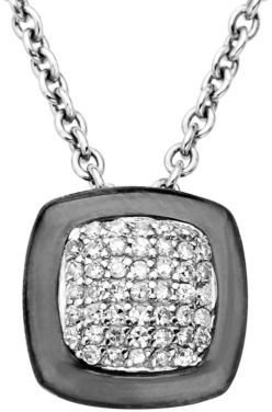 Lord & Taylor Black Rhodium and Diamond-Accented Pendant in Sterling Silver