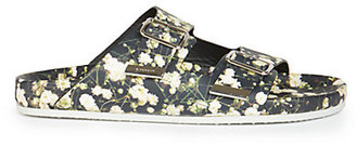 Givenchy Floral Print Leather Slide Sandals