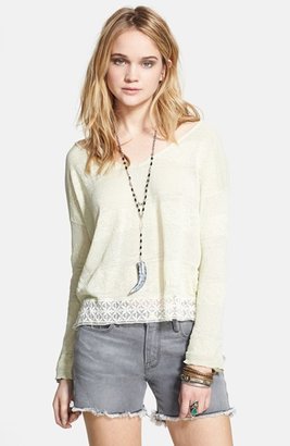 Free People 'Pebble Dash' Embroidered Trim Envelope Back Pullover