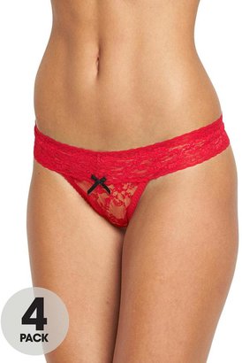 Sorbet Flirty Lace Thongs (4 Pack)