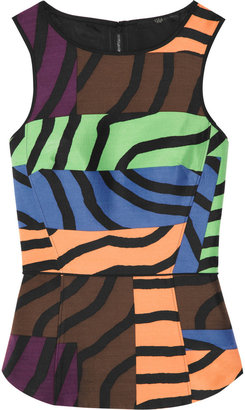 Tibi Zebra Maze printed wool and silk-blend top
