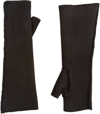 Barneys New York Leather Mid-Forearm-Length Gloves-Black