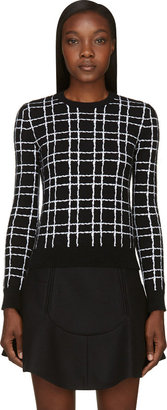 DSquared 1090 Dsquared2 Black & White Angora Grid Sweater