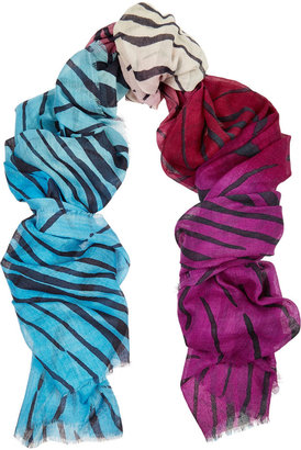 Diane von Furstenberg Hanovar zebra-print wool and silk-blend scarf
