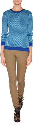 Jonathan Saunders Knit Crew Neck Pullover in Turquoise/Cobalt Gr. M