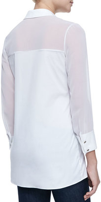 Alice + Olivia Sheer Combo Tailored Blouse