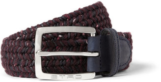 Etro 3.5cm Woven Leather and Elasticated Fabric Belt