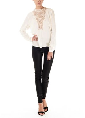 Sea Pintucked Lace Combo Blouse