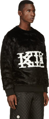 Kokon To Zai Black & White Mock Fur Logo Sweatshirt