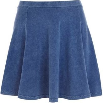 River Island Blue denim-look skater skirt