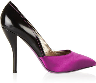 Lanvin Polished-leather and satin pumps